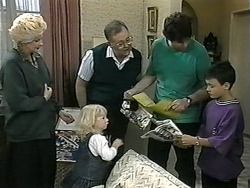 Madge Bishop, Sky Bishop, Harold Bishop, Joe Mangel, Toby Mangel in Neighbours Episode 1338