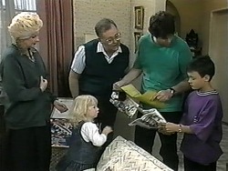 Madge Bishop, Sky Bishop, Harold Bishop, Joe Mangel, Toby Mangel in Neighbours Episode 