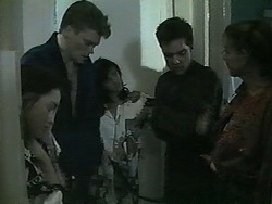 Caroline Alessi, Adam Willis, Christina Alessi, Paul Robinson, Melanie Pearson in Neighbours Episode 