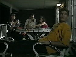 Caroline Alessi, Paul Robinson, Christina Alessi, Adam Willis in Neighbours Episode 