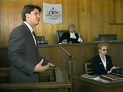 Joe Mangel, Judge Latimer, Court Officer in Neighbours Episode 