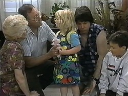 Madge Bishop, Harold Bishop, Sky Bishop, Joe Mangel, Toby Mangel in Neighbours Episode 