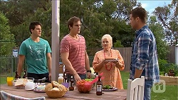 Chris Pappas, Kyle Canning, Sheila Canning, Mark Brennan in Neighbours Episode 