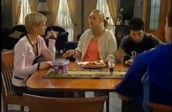 Sindi Watts, Janelle Timmins, Stingray Timmins, Toadie Rebecchi in Neighbours Episode 