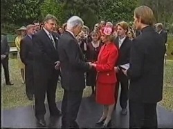 Garnet White, Reuben White, Lucy Robinson, Hannah Martin, Helen Daniels, Brett Stark, Rev. Cornfoot in Neighbours Episode 