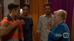 Aaron Brennan, Tyler Brennan, Mark Brennan, Sheila Canning in Neighbours Episode 