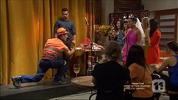 Aaron Brennan, Nate Kinski, Hayley Hahn in Neighbours Episode 