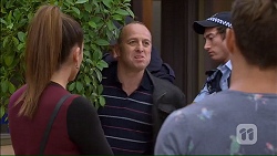 Paige Novak, Dennis Dimato, Aaron Brennan in Neighbours Episode 