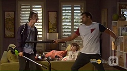 Ben Kirk, Nell Rebecchi, Nate Kinski in Neighbours Episode 