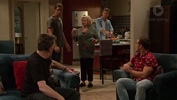 Russell Brennan, Tyler Brennan, Sheila Canning, Mark Brennan, Aaron Brennan in Neighbours Episode 