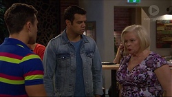 Aaron Brennan, Nate Kinski, Sheila Canning in Neighbours Episode 