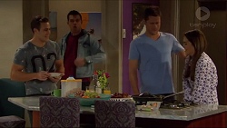 Aaron Brennan, Nate Kinski, Mark Brennan, Paige Novak in Neighbours Episode 