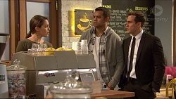 Paige Novak, Nate Kinski, Aaron Brennan in Neighbours Episode 