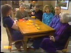 Henry Ramsay, Dan Ramsay, Harold Bishop, Madge Bishop, Jim Robinson, Helen Daniels in Neighbours Episode 