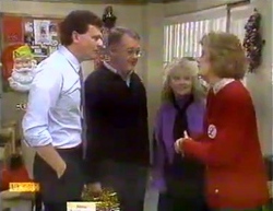 Des Clarke, Harold Bishop, Sharon Davies, Madge Bishop in Neighbours Episode 