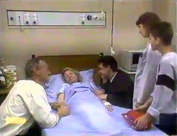Jim Robinson, Helen Daniels, Paul Robinson, Beverly Robinson, Todd Landers in Neighbours Episode 0875