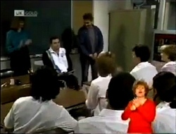 Teacher, David Harcoan, Mark Gottlieb, Brett Stark, Michael Martin, Danni Stark, Lenny Hooper, Rupert Sprod in Neighbours Episode 