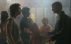 Dylan Timmins, Stingray Timmins, Janae Timmins, Bree Timmins, Chris Cousens in Neighbours Episode 