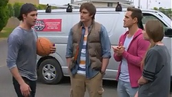 Tyler Brennan, Kyle Canning, Aaron Brennan, Piper Willis in Neighbours Episode 