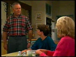 Harold Bishop, Paul McClain, Madge Bishop in Neighbours Episode 