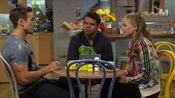 Aaron Brennan, Nate Kinski, Xanthe Canning in Neighbours Episode 