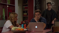 Xanthe Canning, Aaron Brennan, Ben Kirk in Neighbours Episode 7384