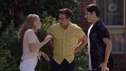 Xanthe Canning, Aaron Brennan, Ben Kirk in Neighbours Episode 