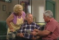 Valda Sheergold, Harold Bishop, Lou Carpenter in Neighbours Episode 4019