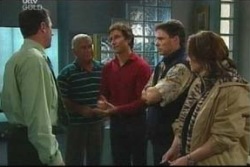 Karl Kennedy, Lou Carpenter, Darcy Tyler, Joe Scully, Lyn Scully in Neighbours Episode 