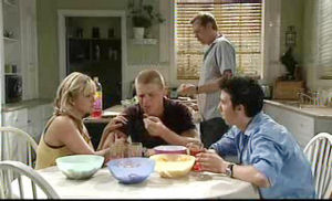 Sky Bishop, Boyd Hoyland, Max Hoyland, Stingray Timmins in Neighbours Episode 