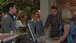 Ben Kirk, Xanthe Canning, Amy Williams, Gary Canning, Sheila Canning in Neighbours Episode 