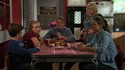 Jimmy Williams, Xanthe Canning, Gary Canning, Sheila Canning, Amy Williams in Neighbours Episode 
