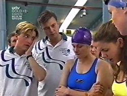 Jack Foster, Geoff Portall, Caitlin Atkins, Hannah Martin in Neighbours Episode 