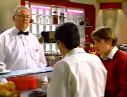 Harold Bishop, Paul McClain, Tad Reeves in Neighbours Episode 