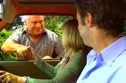 Lou Carpenter, Maggie Hancock, Evan Hancock in Neighbours Episode 