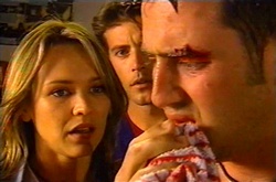 Steph Scully, Drew Kirk, Larry Woodhouse (Woody) in Neighbours Episode 