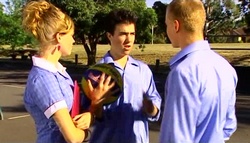 Janae Timmins, Stingray Timmins, Boyd Hoyland in Neighbours Episode 