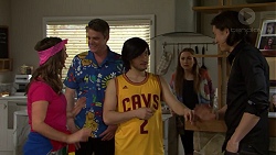 Amy Williams, Gary Canning, David Tanaka, Piper Willis, Leo Tanaka in Neighbours Episode 