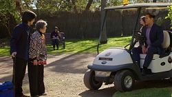 David Tanaka, Kazuko Sano, Aaron Brennan in Neighbours Episode 