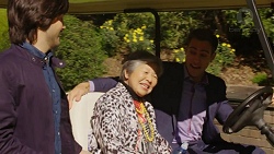 David Tanaka, Kazuko Sano, Aaron Brennan in Neighbours Episode 7498