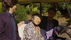 David Tanaka, Kazuko Sano, Aaron Brennan in Neighbours Episode 