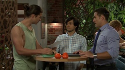 Tyler Brennan, David Tanaka, Aaron Brennan in Neighbours Episode 