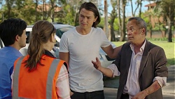 David Tanaka, Amy Williams, Leo Tanaka, Bradley Satchwell in Neighbours Episode 