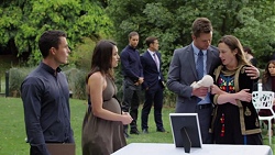 Jack Callahan, Paige Smith, Tyler Brennan, Aaron Brennan, Mark Brennan, Sonya Rebecchi in Neighbours Episode 7567