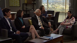 Leo Tanaka, Jasmine Udagawa, Mr Udagawa, Amy Williams, Kim Tanaka in Neighbours Episode 7569