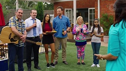 Karl Kennedy, Toadie Rebecchi, Mishti Sharma, Shane Rebecchi, Sheila Canning, Kirsha Rebecchi, Dipi Rebecchi in Neighbours Episode 7595