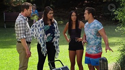 Shane Rebecchi, Dipi Rebecchi, Mishti Sharma, Aaron Brennan in Neighbours Episode 