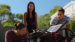 Tyler Brennan, Mishti Sharma, Aaron Brennan in Neighbours Episode 