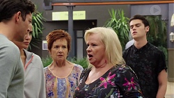 Finn Kelly, Elly Conway, Susan Kennedy, Sheila Canning, Ben Kirk in Neighbours Episode 7628