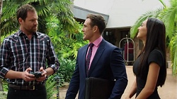 Shane Rebecchi, Aaron Brennan, Mishti Sharma in Neighbours Episode 7634